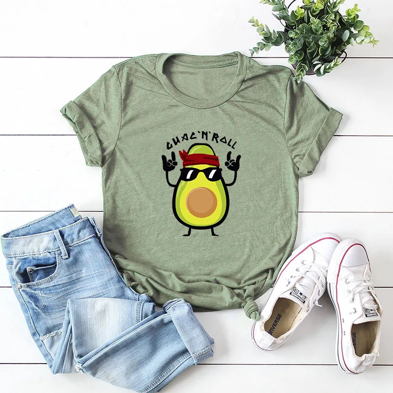 Fashion Cartoon Avocado Pattern Printed Funny T-Shirts Casual Women O-Neck Short Sleeve T-Shirt Cute 100% Cotton S-5XL Women Top
Fashion Cartoon Avocado Pattern Printed Funny T-Shirts Casual Women O-Neck Short Sleeve T-Shirt Cute 100% Cotton S-5XL Women Top