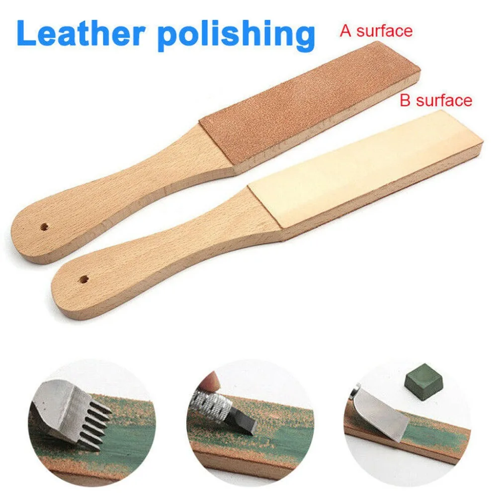 Sharpeners Dual Sided Leather Blade Strop Cutter Razor Sharpener Polishing Wooden Handle q90321
Sharpeners Dual Sided Leather Blade Strop Cutter Razor Sharpener Polishing Wooden Handle q90321