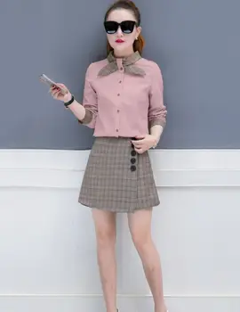 2018 Spring New Fashion Women Bow Shirt Top & Skirt Set Girl 2 Piece Clothing Set Plaid Button Shorts Casual Clothes Lady Kit
2018 Spring New Fashion Women Bow Shirt Top & Skirt Set Girl 2 Piece Clothing Set Plaid Button Shorts Casual Clothes Lady Kit