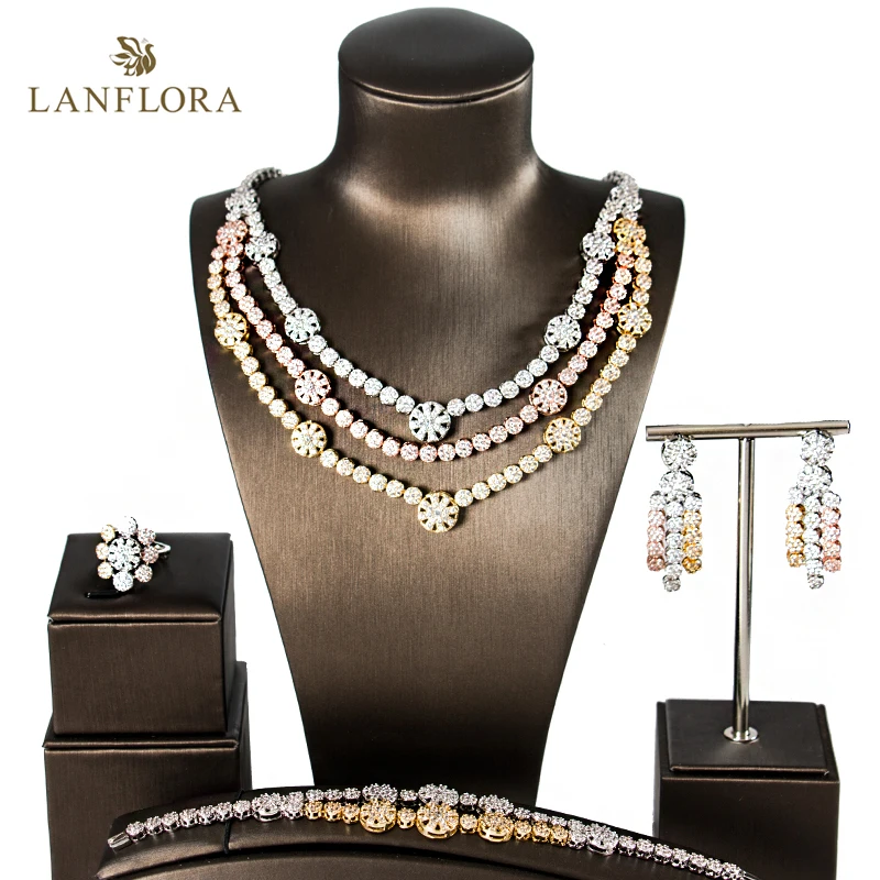 LANFLORA 2018 new vintage luxury cubic zirconia jewelry sets four pieces for bridal necklace earrings bracelet ring
LANFLORA 2018 new vintage luxury cubic zirconia jewelry sets four pieces for bridal necklace earrings bracelet ring