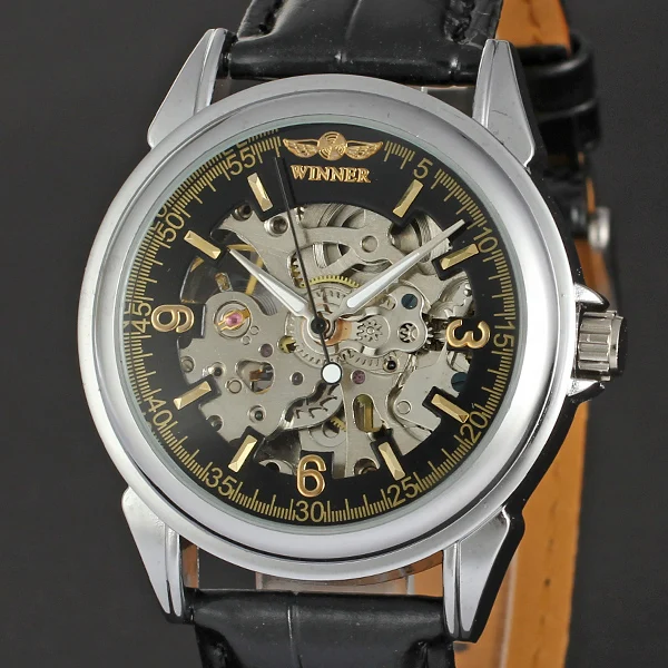 WINNER Unisex Fine Hollow Golden Plated Dial Mechanical Hot-sell Self Wind Watch Automatic Casual Movement Leather Watch
WINNER Unisex Fine Hollow Golden Plated Dial Mechanical Hot-sell Self Wind Watch Automatic Casual Movement Leather Watch