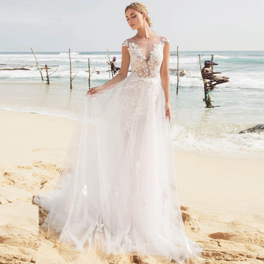 ADLN Sexy Tulle Beach Wedding Dresses Vestido De Novia Cap Sleeve Applique A-line Bridal Gowns with Detachable Skirt
ADLN Sexy Tulle Beach Wedding Dresses Vestido De Novia Cap Sleeve Applique A-line Bridal Gowns with Detachable Skirt