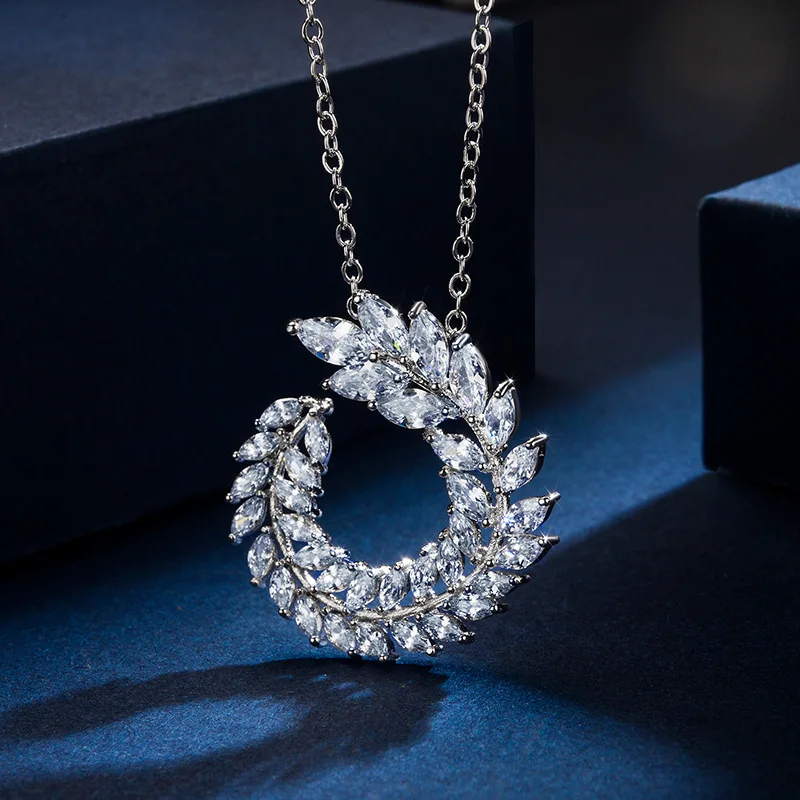 Хит продаж 2020 креативное ожерелье с кулоном в виде листьев из циркония от Swarovski
