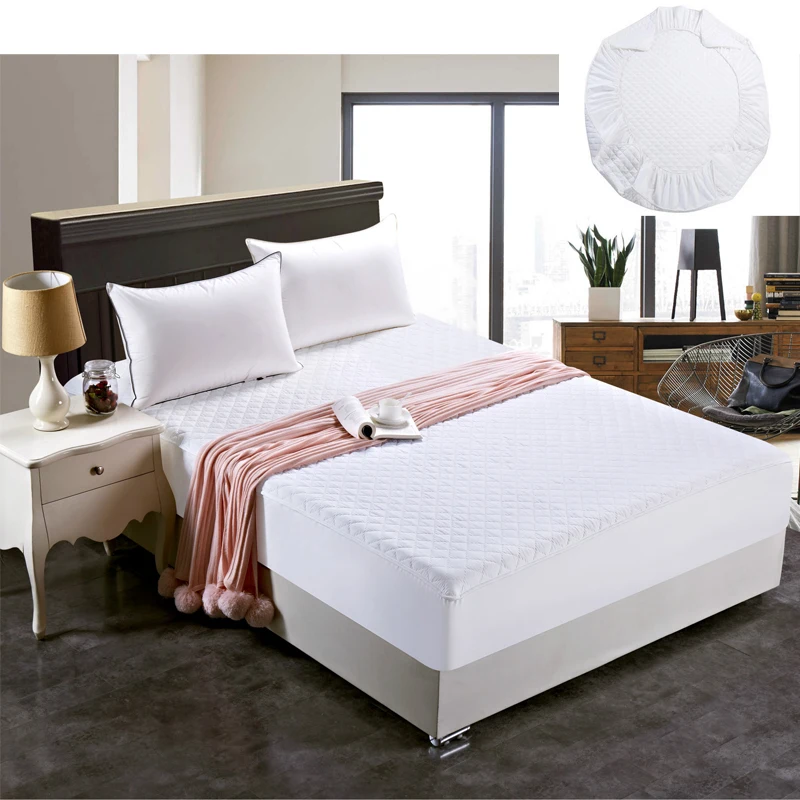 Image Eco Friendly Cotton Padded Mattress Cover Antibacterial Twin Full Queen King Size Bed Cover  for Bedroom Decoration