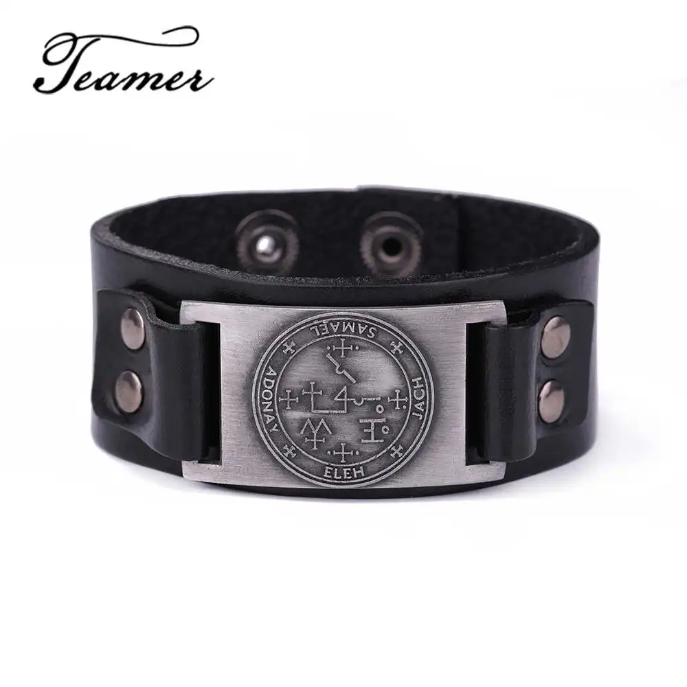 Teamer Brand New Easy Buckle Wide Leather Slavic Talisman bracklets With Runa Amulet Badge Zodiac Bracelet Jewelry
Teamer Brand New Easy Buckle Wide Leather Slavic Talisman bracklets With Runa Amulet Badge Zodiac Bracelet Jewelry