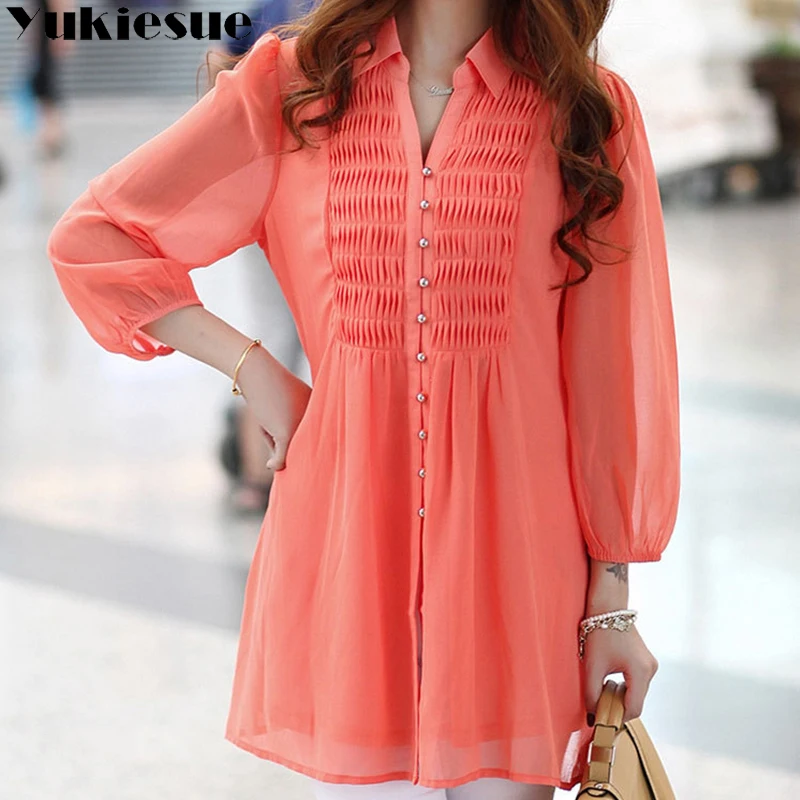 Chiffon blouse shirt womens tops and blouses shirts 2018 summer top pleated long ladies tops loose blusas women Plus size 6XL
Chiffon blouse shirt womens tops and blouses shirts 2018 summer top pleated long ladies tops loose blusas women Plus size 6XL