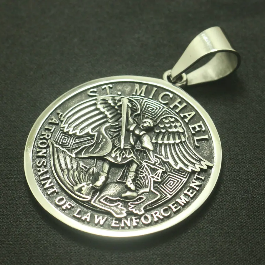 Newest Cool 316L Stainless Steel Star Big SAINT MICHAEL PROTECT US Silver Round Medal Pendant
Newest Cool 316L Stainless Steel Star Big SAINT MICHAEL PROTECT US Silver Round Medal Pendant