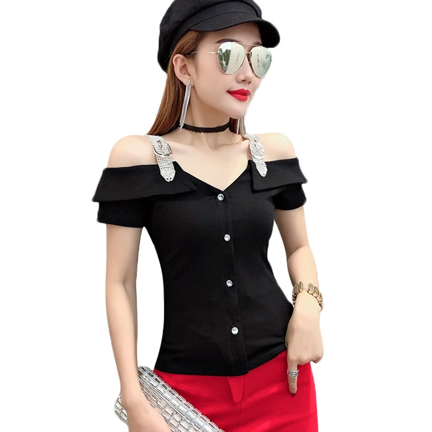Sexy Slash Neck Off Shoulder Diamonds Pullover Tshirt 2019 New Summer Women Short Sleeve Top Shirt Clothes Camiseta Mujer T96507
Sexy Slash Neck Off Shoulder Diamonds Pullover Tshirt 2019 New Summer Women Short Sleeve Top Shirt Clothes Camiseta Mujer T96507