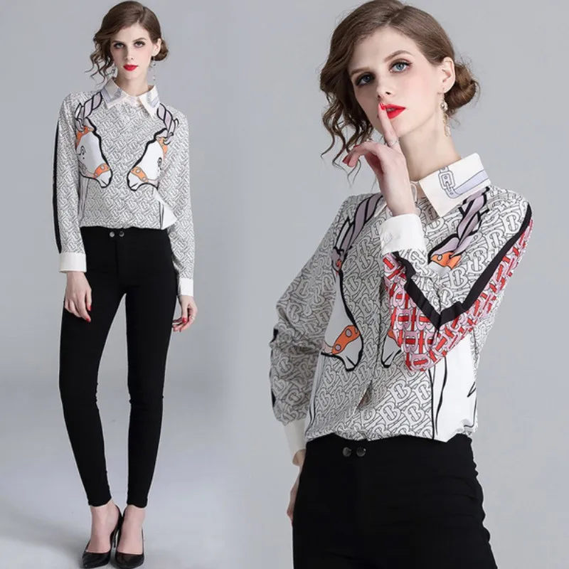 LLZACOOSH Europe Women color horse Runway Blouse 2019 Fashion Long Sleeve Turn Down Collar spring Tops Designer Shirts
LLZACOOSH Europe Women color horse Runway Blouse 2019 Fashion Long Sleeve Turn Down Collar spring Tops Designer Shirts