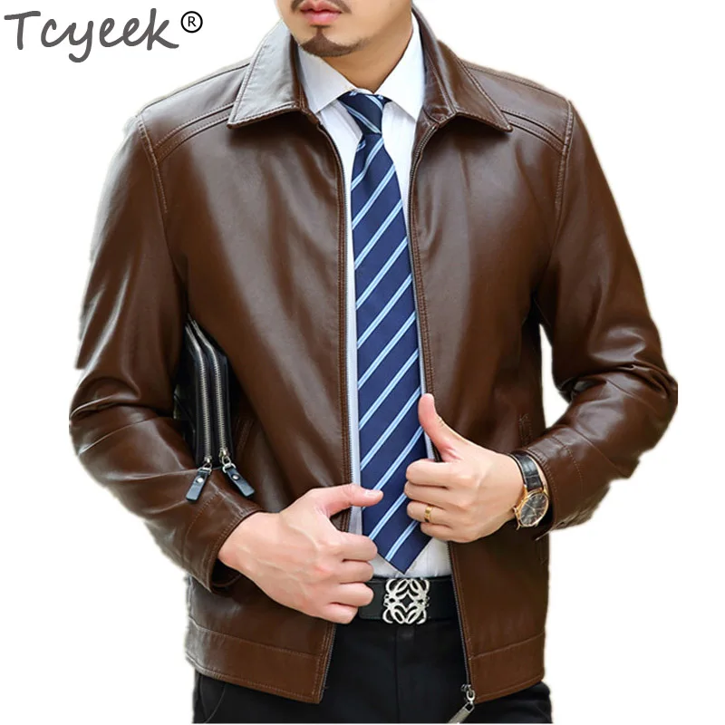 Tcyeek Spring Leather Jacket Men Black Brown Solid Mens Faux casaco loose Fit middle aged business jaqueta couro masculina HH026
Tcyeek Spring Leather Jacket Men Black Brown Solid Mens Faux casaco loose Fit middle aged business jaqueta couro masculina HH026
