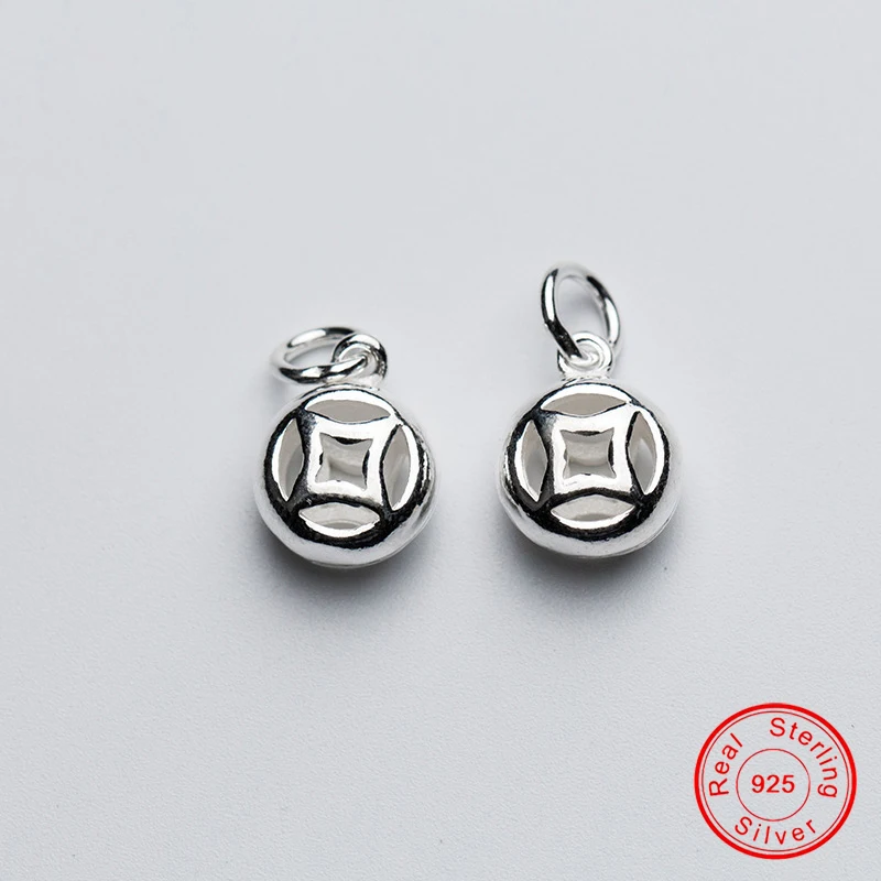 UQBing 925 Sterling Silver Round Hollow Ancient Coin Pendant Charms For DIY Bracelet Necklaces Jewelry Making Findings | Украшения и