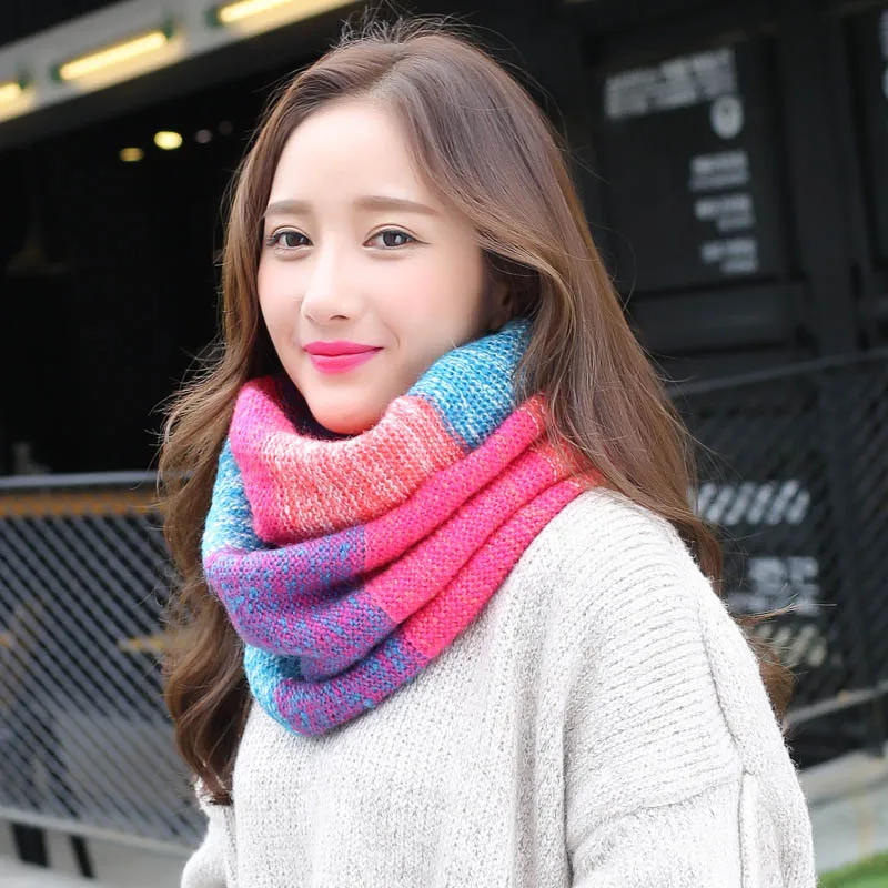 Fashion Women Woolen Yarn Assorted Colors Gradient Ramp Rainbow Scarf Winter Warm Knitted Cotton Scarves Drop Shipping Female 
Fashion Women Woolen Yarn Assorted Colors Gradient Ramp Rainbow Scarf Winter Warm Knitted Cotton Scarves Drop Shipping Female