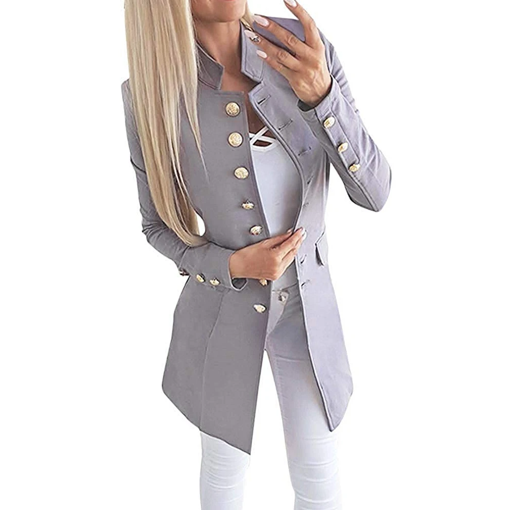 Women's Fashion Single Breasted Long Sleeve Blazers 2019 New Solid Color Slim Fit Stand Collar Work Office Business Suit Coat
Women's Fashion Single Breasted Long Sleeve Blazers 2019 New Solid Color Slim Fit Stand Collar Work Office Business Suit Coat