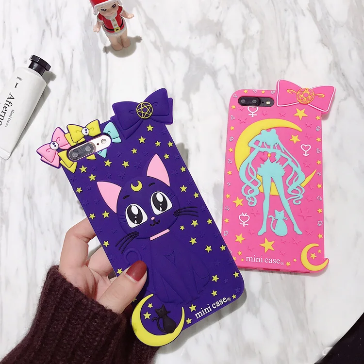 For iphone 8 8plus Cute Cartoon Sailor Moon Lovely Silicone Case cover For iPhone X 6 6S 6Splus 7 7plus Luna Cat girl phone case
For iphone 8 8plus Cute Cartoon Sailor Moon Lovely Silicone Case cover For iPhone X 6 6S 6Splus 7 7plus Luna Cat girl phone case