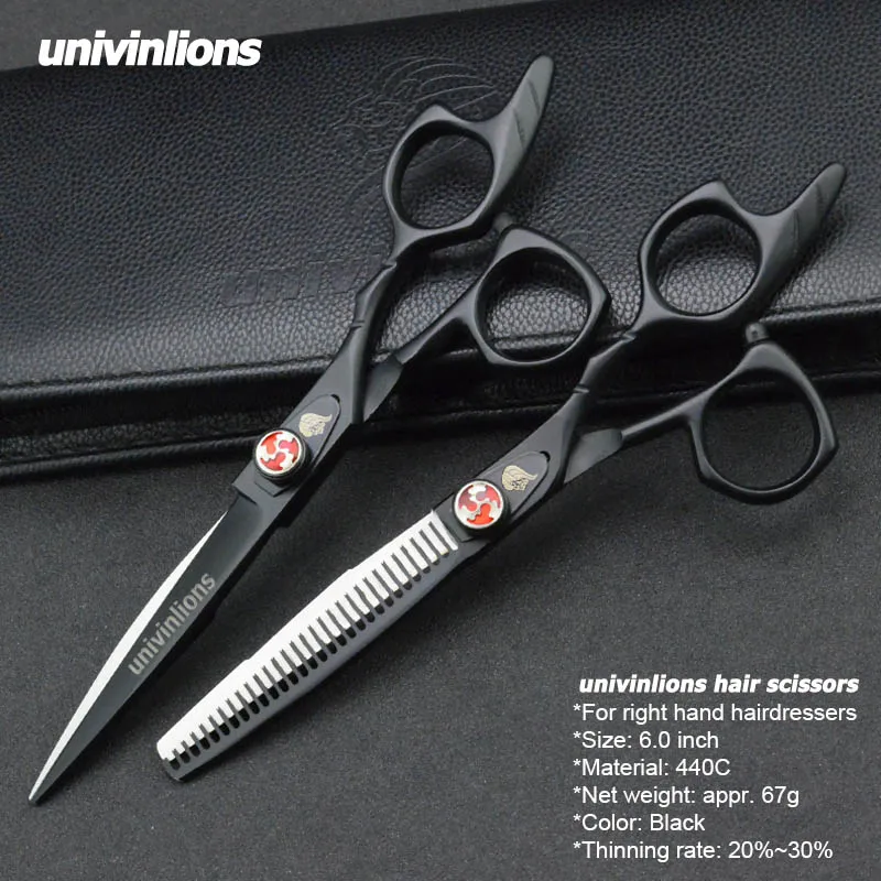 

univinlions 6" thinning scissors barber shears professional hairdressing scissors hair clipper kit japan 440C haircut scissors