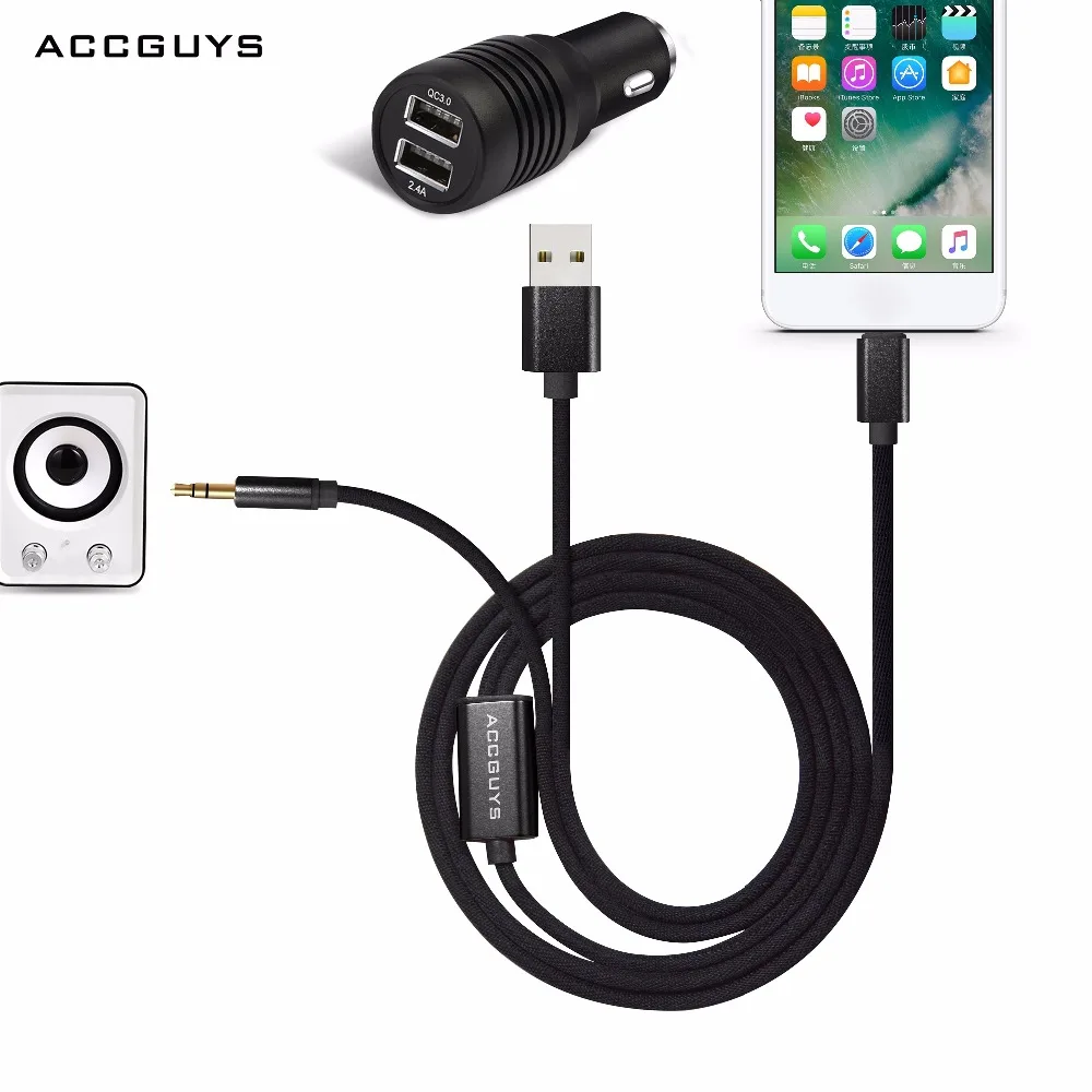 ACCGUYS For IOS Charge Aux Audio 2 in 1 USB Cable For iPhone 7 Plus 8 X XS XR Earphone HiFi Sound IOS 11 to 3.5mm Jack Splitter
ACCGUYS For IOS Charge Aux Audio 2 in 1 USB Cable For iPhone 7 Plus 8 X XS XR Earphone HiFi Sound IOS 11 to 3.5mm Jack Splitter