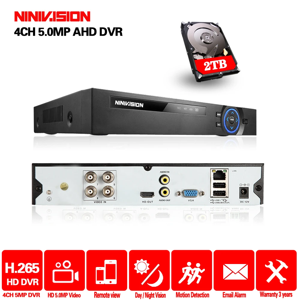 NIVISION 4CH 5MP H.265 Super CCTV XVR AHD NVR DVR Digital Video Recorder for AHD CVI TVI Analog IP Surveillance Security Camera
NIVISION 4CH 5MP H.265 Super CCTV XVR AHD NVR DVR Digital Video Recorder for AHD CVI TVI Analog IP Surveillance Security Camera