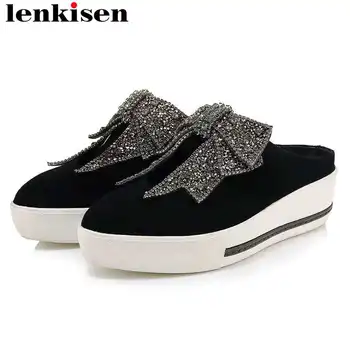 Lenkisen kid suede crystals decoration buttrfly-knot slip on mules med bottom pointed toe plane platform vulcanized shoes L31
Lenkisen kid suede crystals decoration buttrfly-knot slip on mules med bottom pointed toe plane platform vulcanized shoes L31