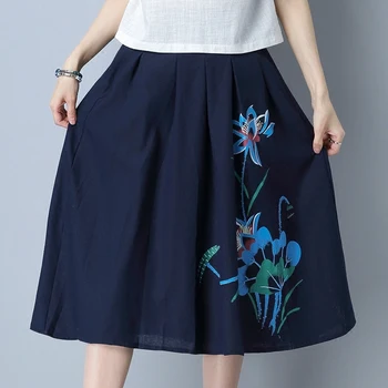 Spring Summer Vintage Cotton Linen Skirt Long Skirt Mid Waist Floral Printed Maxi Skirts Saias Longa Feminina Y218
Spring Summer Vintage Cotton Linen Skirt Long Skirt Mid Waist Floral Printed Maxi Skirts Saias Longa Feminina Y218
