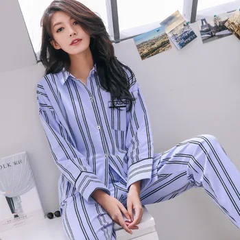 Pajamas Sets Women Striped 100% Cotton Fashion Women Long Sleeve Sleepwear Suit 2 Piece Sexy Spring Home Lounge Gift
Pajamas Sets Women Striped 100% Cotton Fashion Women Long Sleeve Sleepwear Suit 2 Piece Sexy Spring Home Lounge Gift