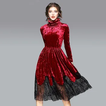 Velvet Dress Spring Autumn Winter Women Long Sleeve Lace Patchwork Party Dresses Elegant Bodycon Office Dress Vestidos Mujer
Velvet Dress Spring Autumn Winter Women Long Sleeve Lace Patchwork Party Dresses Elegant Bodycon Office Dress Vestidos Mujer