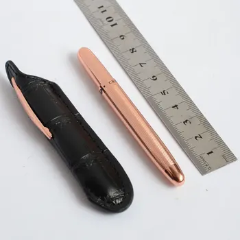 

MINI CROCODILE SPACE PEN ROLLER BALL PEN COPPER WITH RINGS+ POUCH NEAT CONVIENCE 9CM