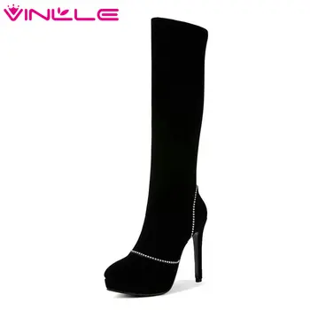 VINLLE 2020 Women Knee High Boots Winter Shoes Platform All Match Black Sexy Thin High Heel Women Motorcycle Boots Size 34-43
VINLLE 2020 Women Knee High Boots Winter Shoes Platform All Match Black Sexy Thin High Heel Women Motorcycle Boots Size 34-43