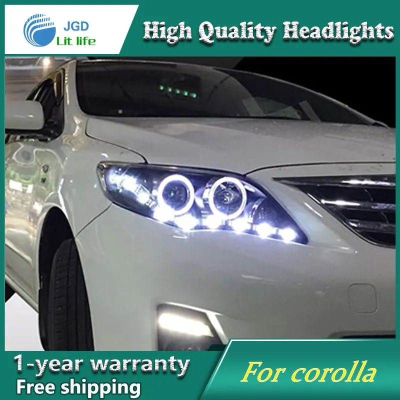 Бесплатная доставка фары для Toyota corolla 2011-2013 Светодиодный ная балка фара DRL H7