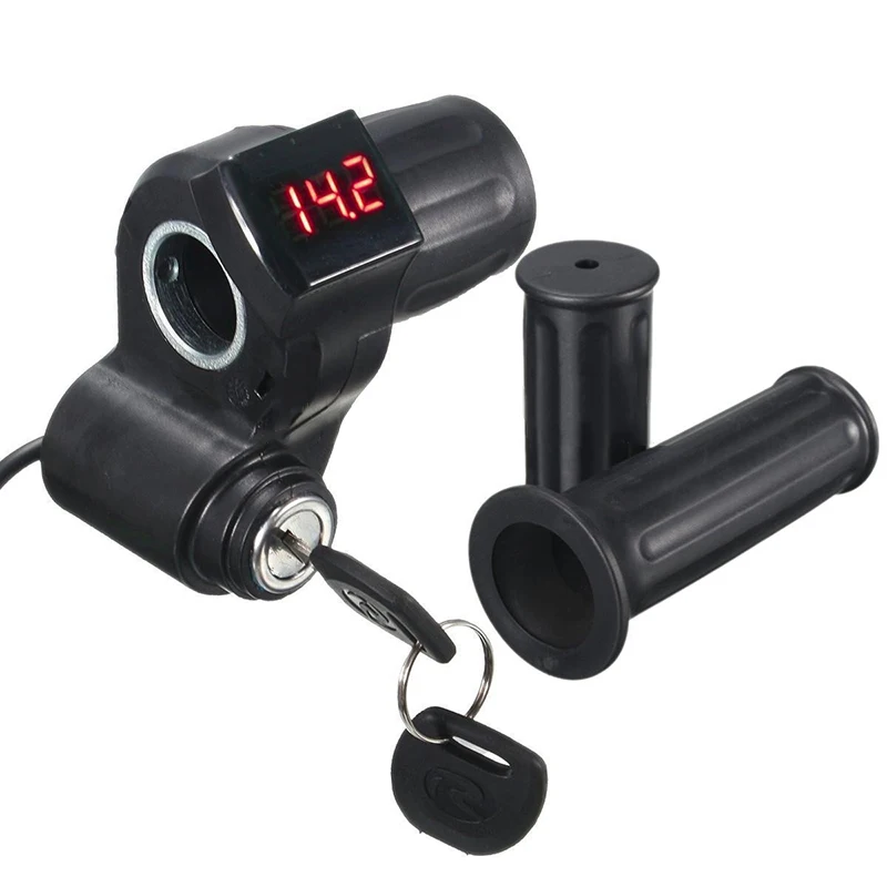 Electric Scooter Bike Throttle Grip Handlebar LED Digital Meter 12V-99V w/ Key real-time voltage value lithium battery 12V-99V
Electric Scooter Bike Throttle Grip Handlebar LED Digital Meter 12V-99V w/ Key real-time voltage value lithium battery 12V-99V