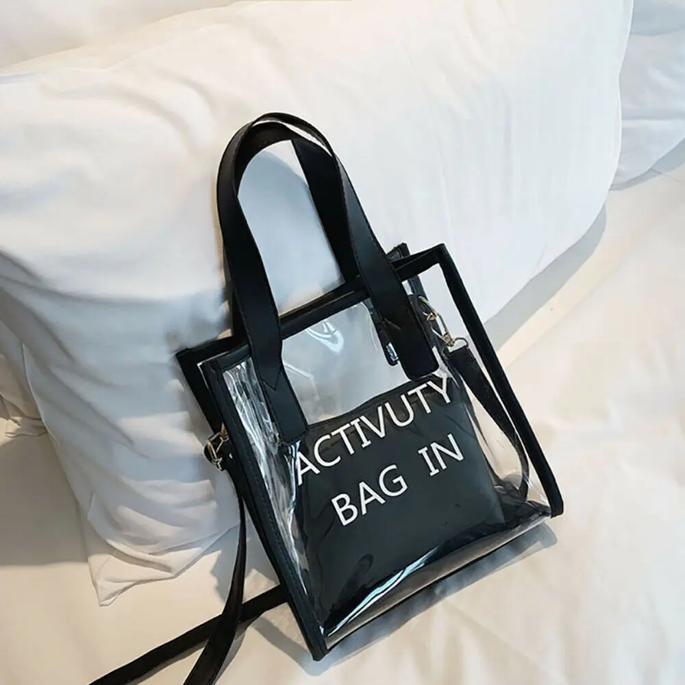 New Style Lady Clear Letter Pattern Tote Messenger Bag Women Fashion PVC Transparent Handbag Composite Bag
New Style Lady Clear Letter Pattern Tote Messenger Bag Women Fashion PVC Transparent Handbag Composite Bag