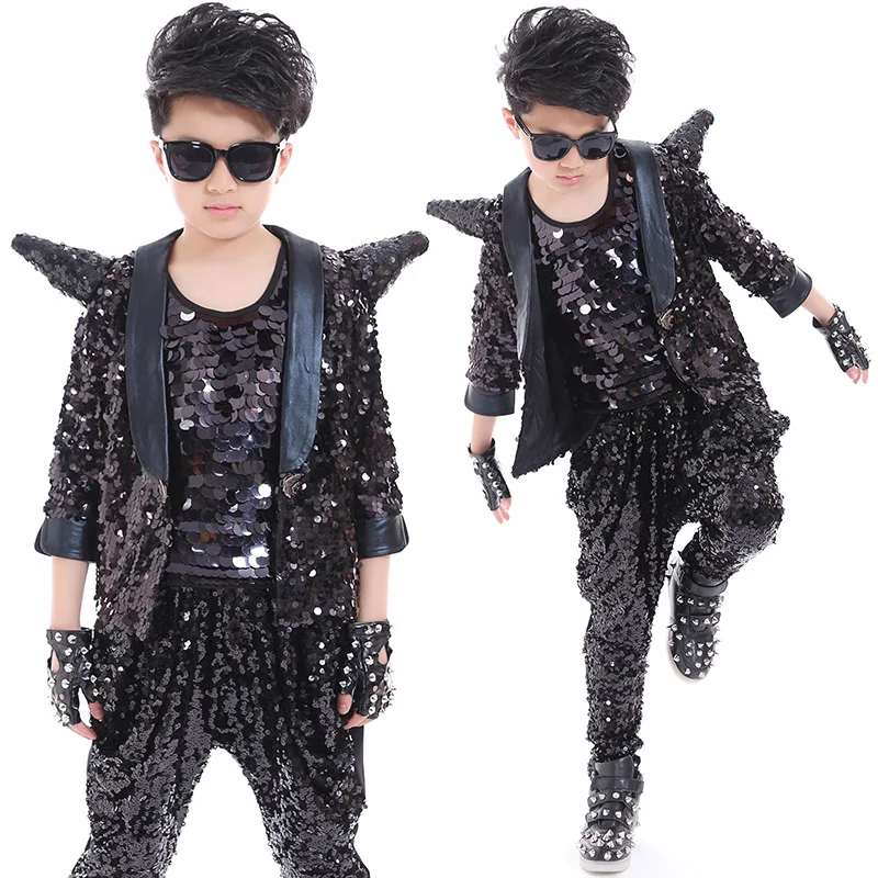 Shelf Drum Children Costumes Costume Boy Star Chorus Costumes Black Sequined Jacket Shrugging Fashion Show Clothes
Shelf Drum Children Costumes Costume Boy Star Chorus Costumes Black Sequined Jacket Shrugging Fashion Show Clothes