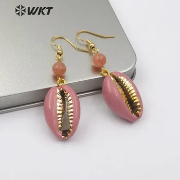 WT-E510 Natural Cowrie Shell Earring Colorful Sea Shell With Gold Trim Multi Gem-stone Round Beads Charm Vintage Shell Jewelry
WT-E510 Natural Cowrie Shell Earring Colorful Sea Shell With Gold Trim Multi Gem-stone Round Beads Charm Vintage Shell Jewelry