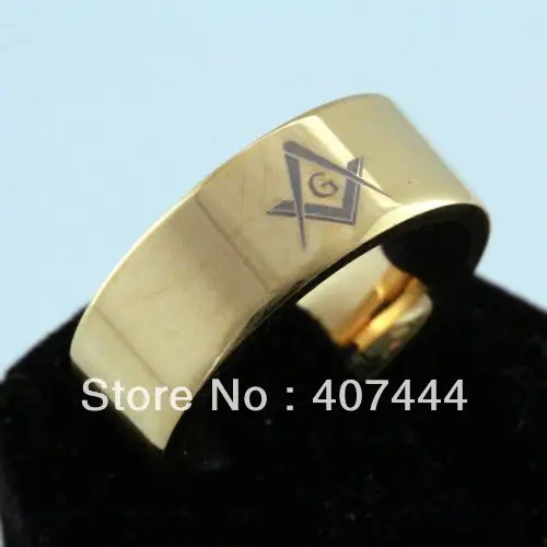 

Free Shipping Wholesales Cheap Price Jewelry USA Hot Sales 8MM MASONIC new Gold Tone Pipe Tungsten Carbide Ring SIZE 6-13