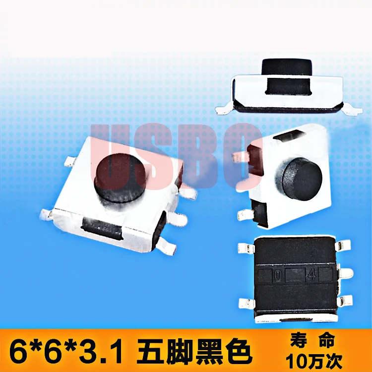SMD SMT 6*6*3.1 5Legs Tactile Dustproof Push Button Switch Thin Touch Tact Switch Hight Quality
SMD SMT 6*6*3.1 5Legs Tactile Dustproof Push Button Switch Thin Touch Tact Switch Hight Quality