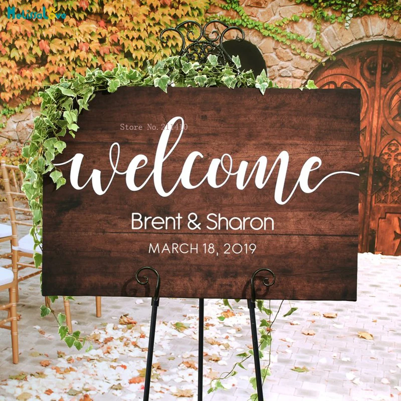 Modern Design Wedding Welcome Sign Rustic Wood Decals Custom Name and Date Decoration Art Murals Easel Not Included YT1330
Modern Design Wedding Welcome Sign Rustic Wood Decals Custom Name and Date Decoration Art Murals Easel Not Included YT1330