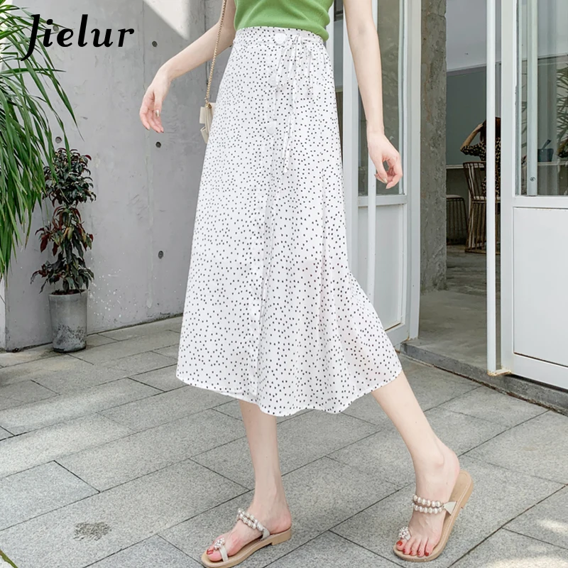 Jielur Dots Print Chiffon Skirt Ladies Lace-up Korean Sumemr Skirt Buttons 4 Colors Jupe Femme Slim High Waist Skirts Womens
Jielur Dots Print Chiffon Skirt Ladies Lace-up Korean Sumemr Skirt Buttons 4 Colors Jupe Femme Slim High Waist Skirts Womens