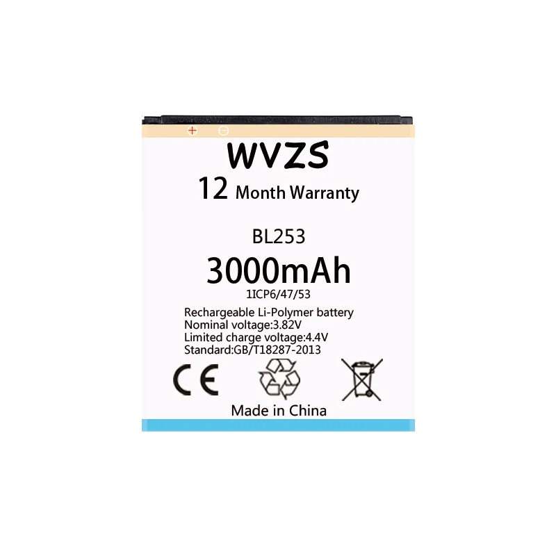 wvzs 3000mAh li-Poplymer Battery BL253 For Lenovo A1000 A2010 A2860 A2580 A3800D A3600D Replacement Batteries
wvzs 3000mAh li-Poplymer Battery BL253 For Lenovo A1000 A2010 A2860 A2580 A3800D A3600D Replacement Batteries