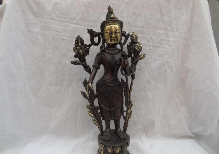 Collectible bronze S1363 14" Tibet Bronze Gilt Buddhism Kwan-Yin Joss Standing Lotus Tara Goddess Statue (B0413)
Collectible bronze S1363 14" Tibet Bronze Gilt Buddhism Kwan-Yin Joss Standing Lotus Tara Goddess Statue (B0413)