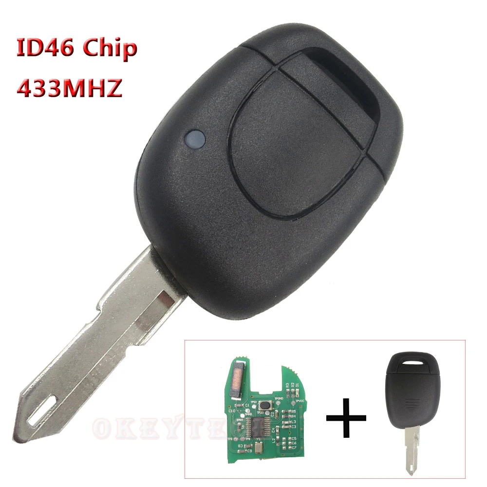 Чип транспондера ID46 433 Мгц дистанционный Автомобильный ключ 1 кнопка для Renault Clio II