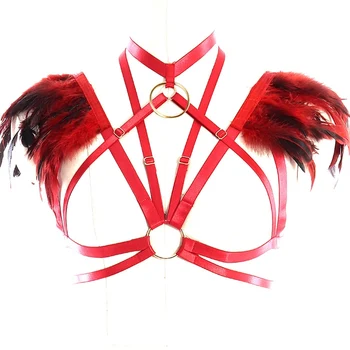 New Red Feather Epaulettes Wings Hollow Out Body Harness Cage Bra Goth Angel Feather Wing Club Halloween Dance Rave Wear
New Red Feather Epaulettes Wings Hollow Out Body Harness Cage Bra Goth Angel Feather Wing Club Halloween Dance Rave Wear