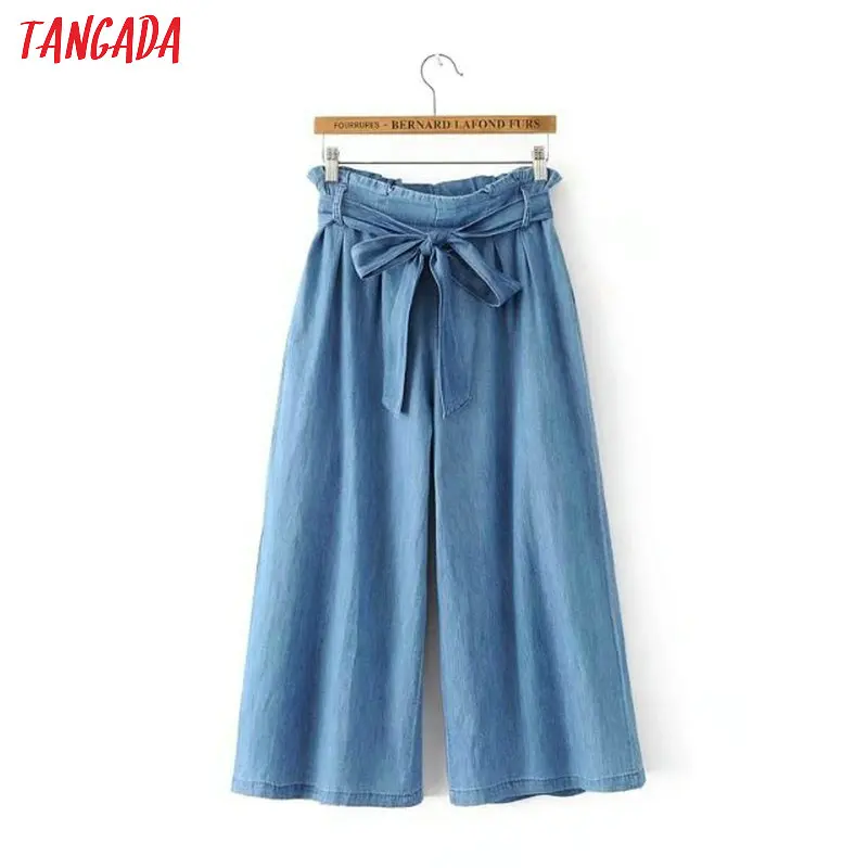 Tangada Korea Women Female drawstring bule denim Wide Leg Pants Ladies Trousers With Belt Female Casual Pants 5F20
Tangada Korea Women Female drawstring bule denim Wide Leg Pants Ladies Trousers With Belt Female Casual Pants 5F20