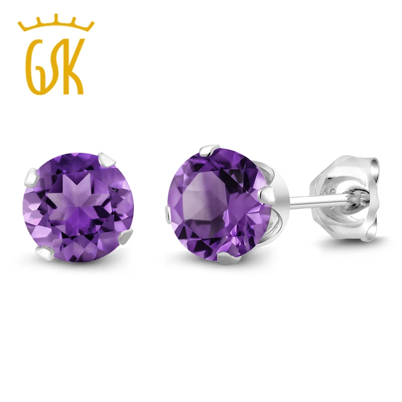 GemStoneKing 6mm 1.50 Ct Round Natural Amethyst 925 Sterling Silver 4-prong Stud Earrings For Women
GemStoneKing 6mm 1.50 Ct Round Natural Amethyst 925 Sterling Silver 4-prong Stud Earrings For Women