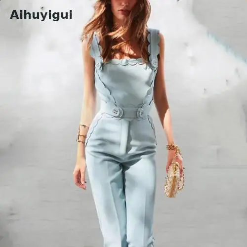 Aihuyigui Runway 2019 Summer Women's New Arrival Button Decoration Lace Vest Jumpsuit Slim Slimming Jumpsuit Ru437
Aihuyigui Runway 2019 Summer Women's New Arrival Button Decoration Lace Vest Jumpsuit Slim Slimming Jumpsuit Ru437