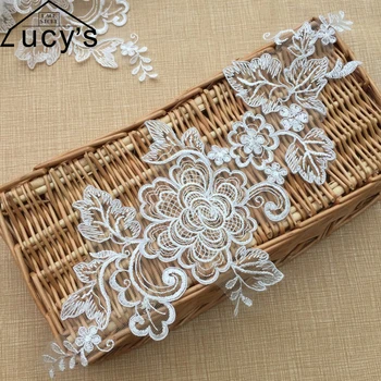 embroidered mesh lace appliques with cording for sewing dresses 36.5*15CM big size peony lace flowers in Off white(light ivory)
embroidered mesh lace appliques with cording for sewing dresses 36.5*15CM big size peony lace flowers in Off white(light ivory)