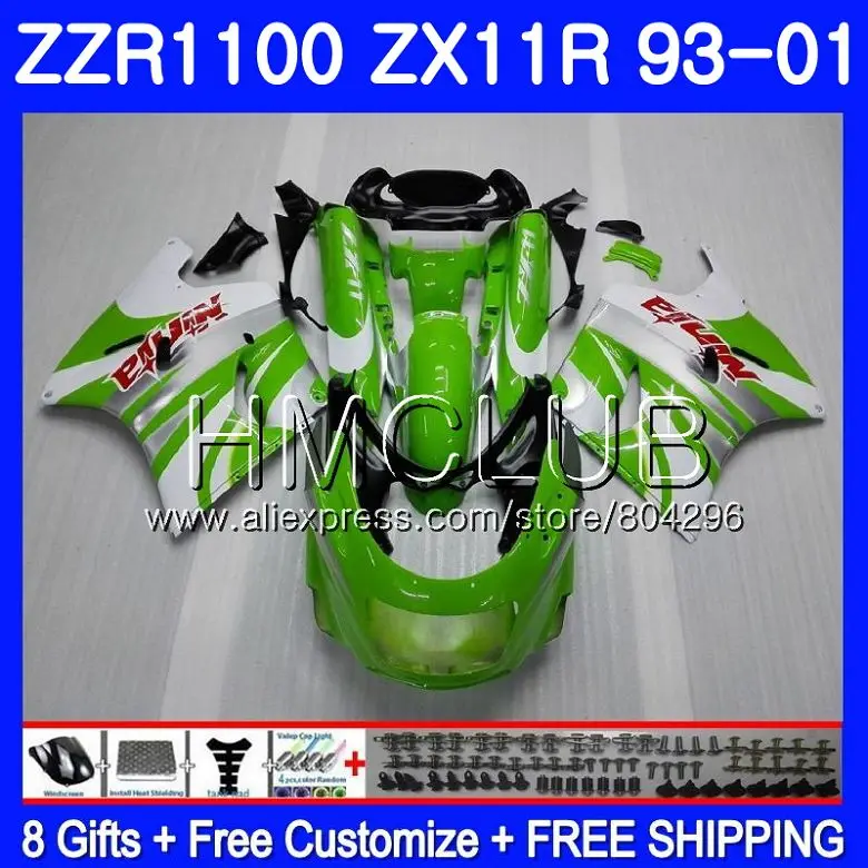 Kit For KAWASAKI NINJA ZX11 ZX-11R 93 01 ZX11R 93 94 95 96 97 0HM.7 Green white ZZR1100 ZX 11R 1993 1994 1995 1996 1997 Fairing
Kit For KAWASAKI NINJA ZX11 ZX-11R 93 01 ZX11R 93 94 95 96 97 0HM.7 Green white ZZR1100 ZX 11R 1993 1994 1995 1996 1997 Fairing