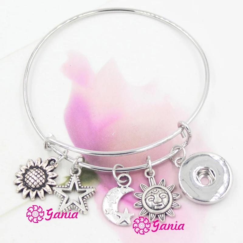 10PCS Interchangeable Snap Jewelry Sunflower Star Sun and Moon Charms Bracelets Expandable Bangle For women gift Pulsera
10PCS Interchangeable Snap Jewelry Sunflower Star Sun and Moon Charms Bracelets Expandable Bangle For women gift Pulsera