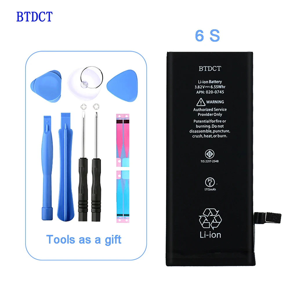 BTDCT Original Mobile Phone Battery For iPhone 6S Capacity 1715mAh 0 Cycle With Free Repair Tools Kit And Battery Sticker
BTDCT Original Mobile Phone Battery For iPhone 6S Capacity 1715mAh 0 Cycle With Free Repair Tools Kit And Battery Sticker