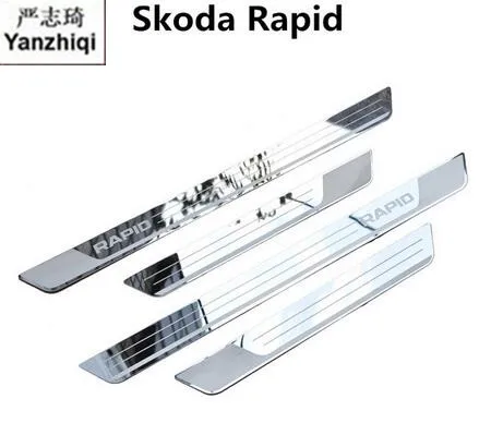 Ультратонкая Накладка на порог из нержавеющей стали для Skoda Fabia Octavia Superb Rapid
