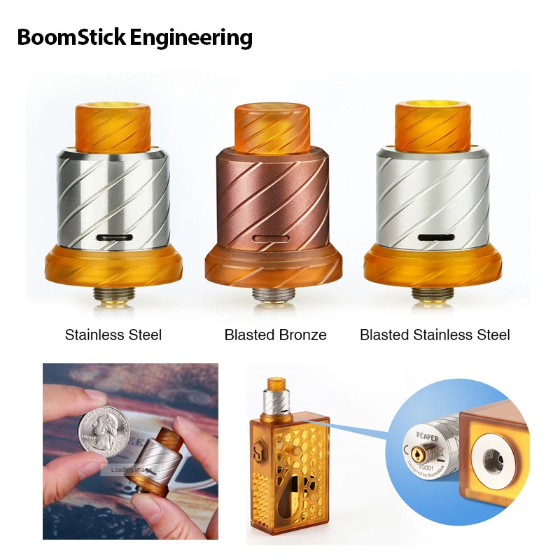Italian BoomStick Engineering Reaper 18mm RDA with BF Pin Bottom Feeding for Squonker Single/Dual Coil Build vs Profile RDA
Italian BoomStick Engineering Reaper 18mm RDA with BF Pin Bottom Feeding for Squonker Single/Dual Coil Build vs Profile RDA