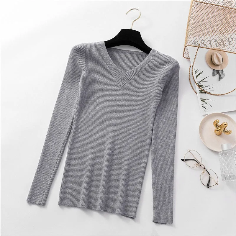 2018 Autumn Slim Pullover and Sweater Winter Knitted Sweater Women Fashion Solid Casual Long Sleeve V-neck Sweater Jumper
2018 Autumn Slim Pullover and Sweater Winter Knitted Sweater Women Fashion Solid Casual Long Sleeve V-neck Sweater Jumper